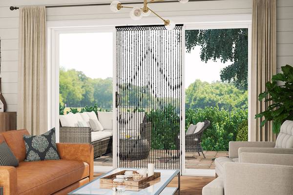 Vorhang WOOD200 Schwarz - Holzwerkstoff - 90 x 200 x 2 cm