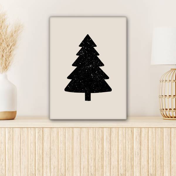 LEINWANDBILD Weihnachtsbaum Schwarz - Baumwollstoff - 30 x 40 x 2 cm
