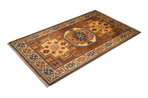 Orientteppich Oriental Orange - Wolle - 96 x 1 x 156 cm