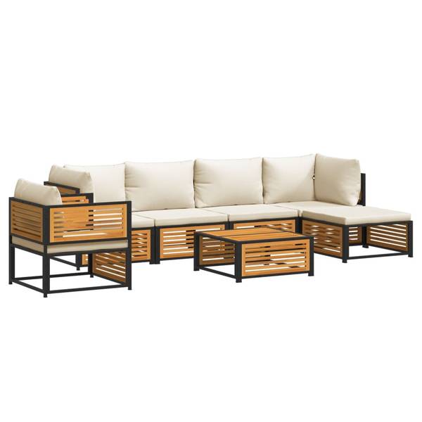 Salon de jardin 3033768-10 (lot de 7) Blanc - Acacia - 68 x 64 x 68 cm