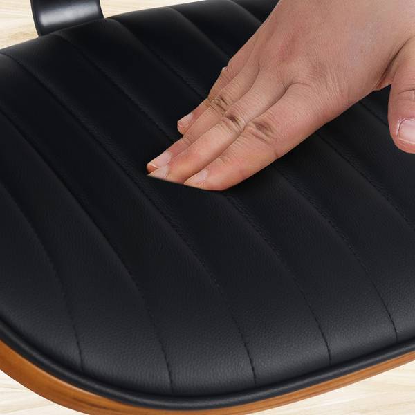 Barkrukken Clawson set van 2 zwart - walnoothouten look - zwart - set van 2 - kunstleer