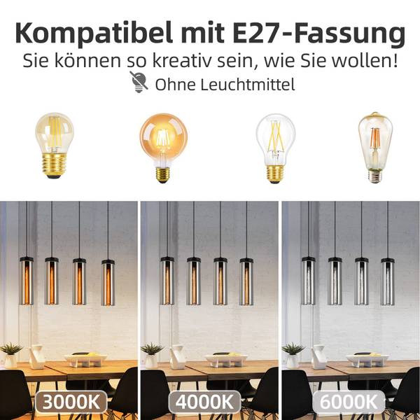 Pendelleuchte Marple Schwarz - Metall - 8 x 158 x 8 cm