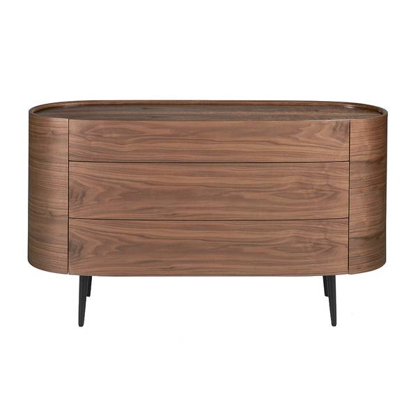 Kommode 7075 Schwarz - Braun - Walnuss - Zink - 135 x 75 x 48 cm