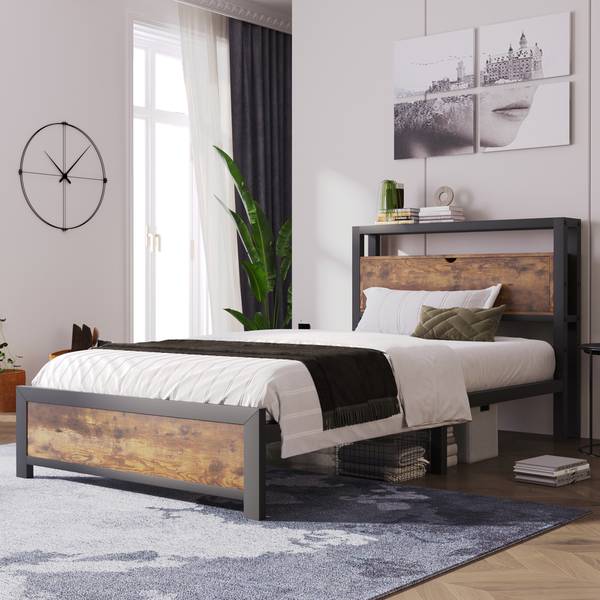Einzelbett Ikkiel Schwarz - Metall - 100 x 95 x 220 cm