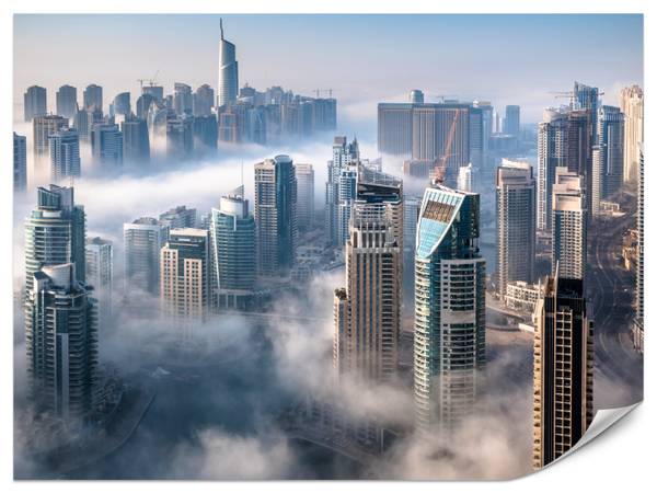 Fototapete Dubai Nebel Wolkenkratzer 450 x 315 x 315 cm
