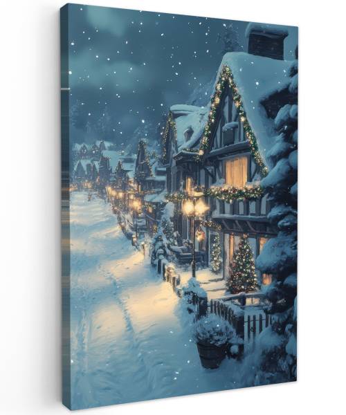 TABLEAU SUR TOILE Village de Noël 60 x 90 cm
