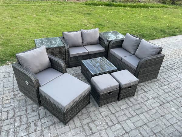 Gartengarnitur J(9er-Set) Grau - Webstoff - 124 x 79 x 67 cm