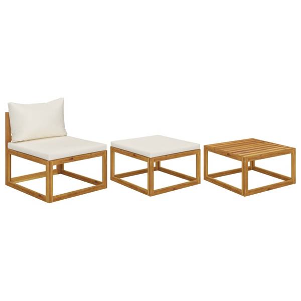 Salon de jardin 3009261-2 (lot de 3) Blanc - Polyester - Acacia - 68 x 29 x 68 cm