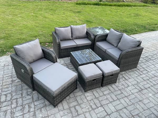 Gartengarnitur J(8er-Set) Grau - Webstoff - 124 x 79 x 67 cm