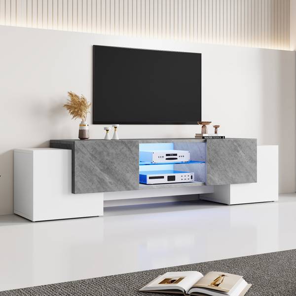 TV Lowboard Grigvek Grau - Weiß - Holzwerkstoff - 30 x 47 x 180 cm