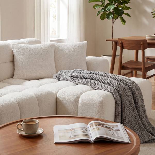 Ecksofa ZY-031 Weiß - Webstoff - 250 x 74 x 125 cm