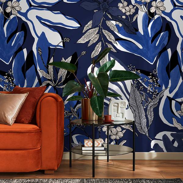 Panorama-Tapete  Aquatic Flowers Schwarz