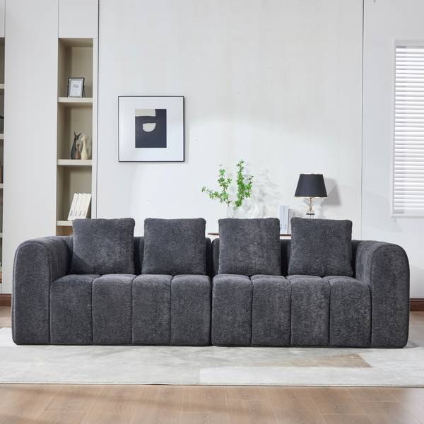 4-Sitzer Sofa LF-RSN-PRM Grau - Webstoff - 260 x 70 x 96 cm
