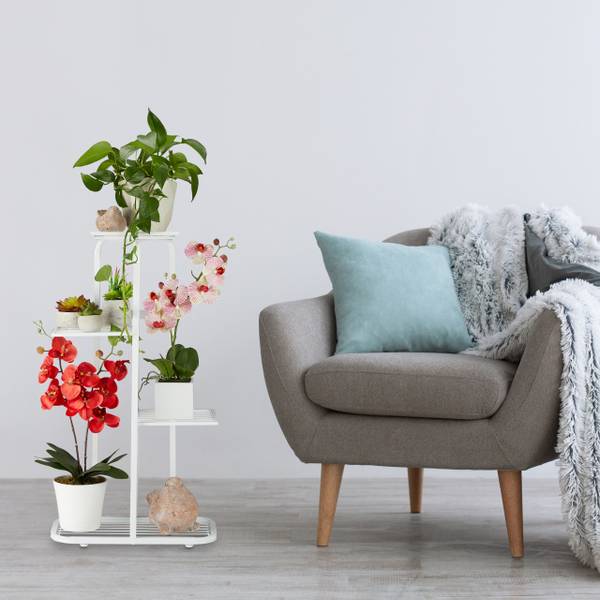 Metalen plantenrek 4 etages wit