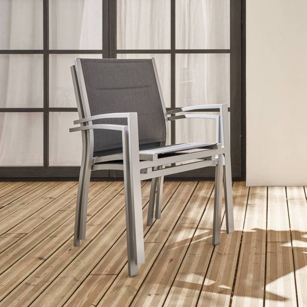 Armlehnstuhl Sessel Chicago 2er Set Grau - Metall - 57 x 89 x 57 cm