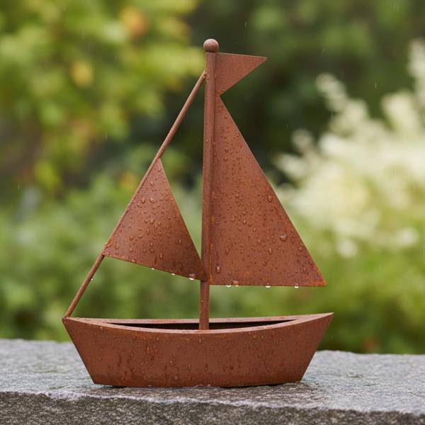 Gartendeko Rost Schiff Braun - Stahl - 35 x 43 x 10 cm