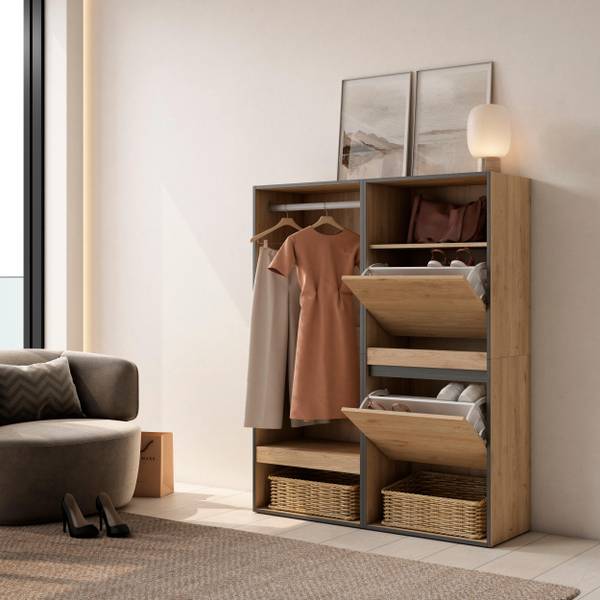 Open Kledingkast Cozy Bedroom IV eikenhout