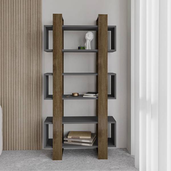 Bücherregal Milano Anthrazit - Walnuss