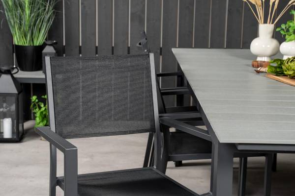 Tuinset Levels 7-delig zwart - plaatmateriaal op houtbasis - deels massief hout - 229 x 74 x 100 cm