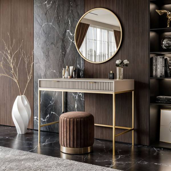 CORTADO GOLD Konsole T104 Beige - Gold - Holzwerkstoff - 104 x 78 x 50 cm