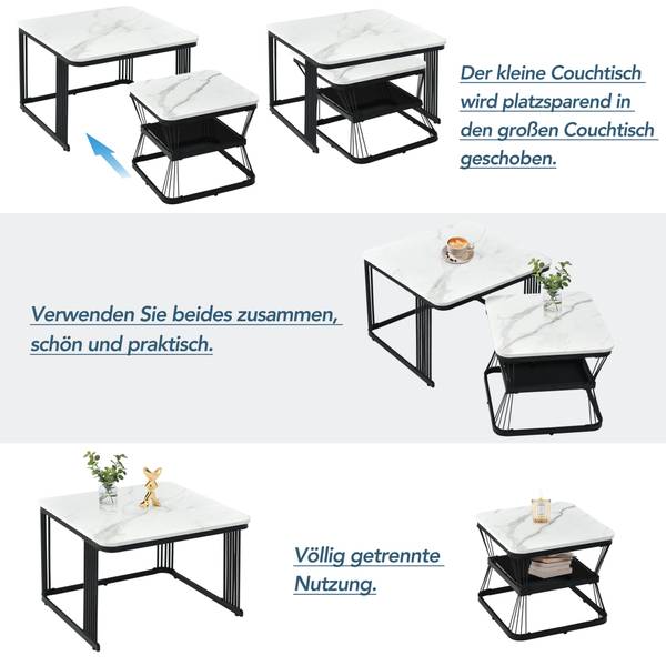 Couchtisch M1870 Weiß - Holzwerkstoff - 45 x 65 x 65 cm