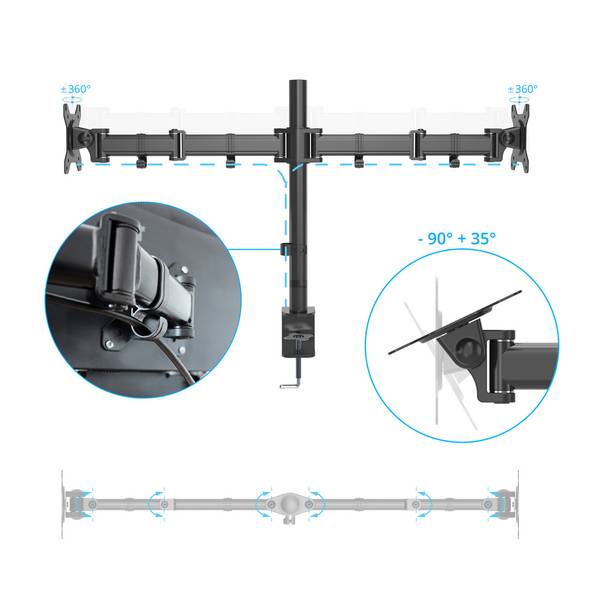 Monitorhalterung VM-MF2 Schwarz - Stahl - 69 x 40 x 19 cm