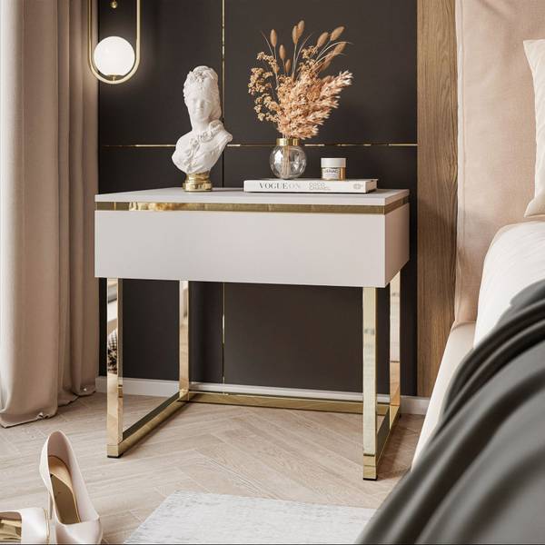 Nachttisch AURORA Kaschmir Beige - Holzwerkstoff - 48 x 79 x 44 cm