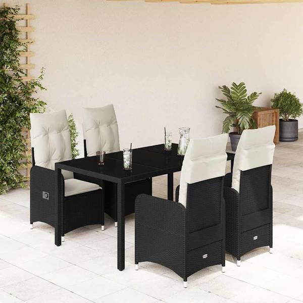 Bistroset 3037743-2 set van 5 zwart - staal - 90 x 75 x 150 cm