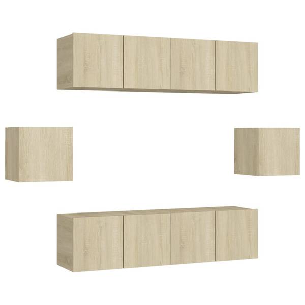 TV-Schrank 6er Set D431 Braun - Holzwerkstoff - 30 x 30 x 60 cm