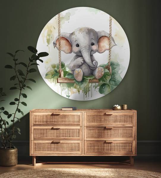 BILD Elefantenbaby 120 x 120 cm