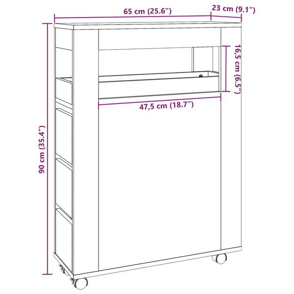 Badezimmerschrank schmal 3043024 Raucheiche Dekor