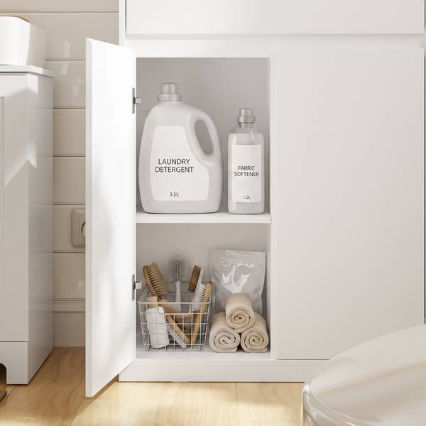 Badezimmerschrank BZR241-E-W Weiß - Melamin - 30 x 180 x 60 cm