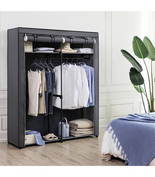 Stoffschrank Branville I Vliesgewebe / Eisen - Anthrazit - Grau