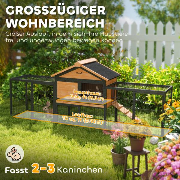 Kaninchenstall D51-468V90YL Gelb - Massivholz - 53 x 86 x 217 cm