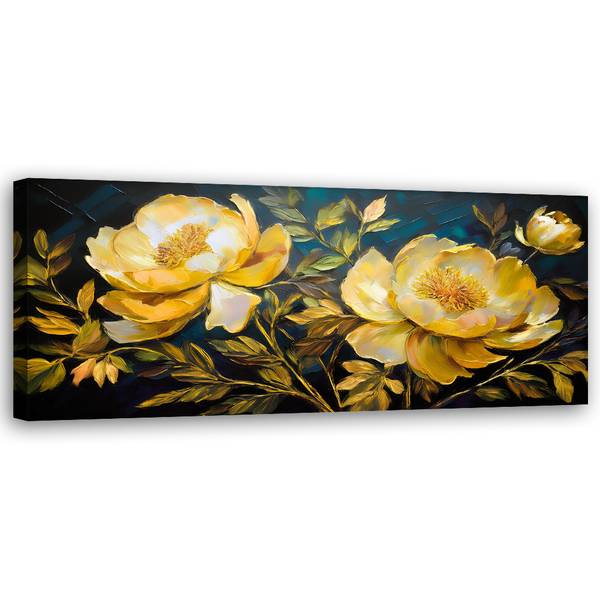Wandbild gelbe pfingstrosen moderne 150 x 50 cm