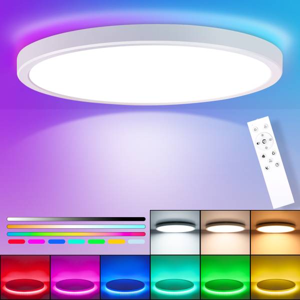 24W LED Deckenlampe CE1133 2er-Set Weiß - Kunststoff - 30 x 3 x 30 cm