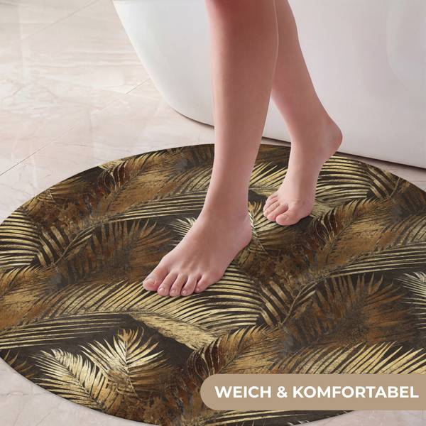 BADEMATTE Palmblätter Gold - Microfaser - 70 x 70 x 1 cm