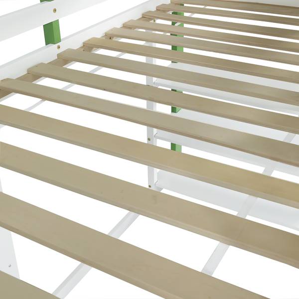 Lit mezzanine SHEFHomey I. Blanc - Bois manufacturé - Bois massif - 95 x 209 x 245 cm