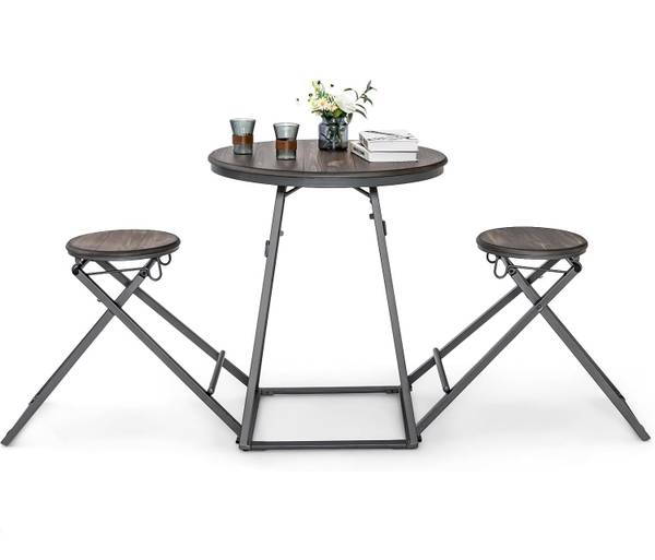 Bartisch mit Barhocker Set(3-teilig) Braun - Holzwerkstoff - Breite: 78 cm