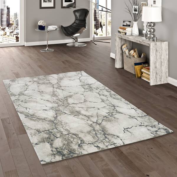 Venezia Teppich Marmor Opitk Grau - Textil - 120 x 1 x 170 cm
