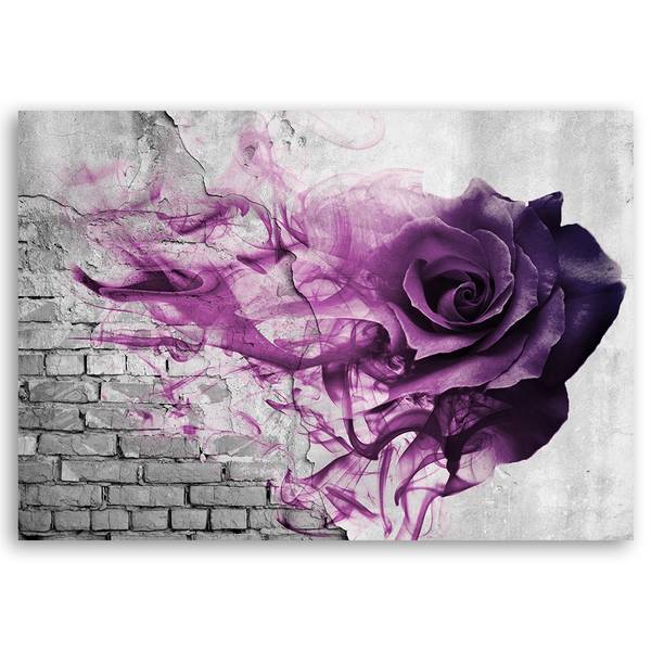 Tableau déco rose mur de briques 100 x 70 cm