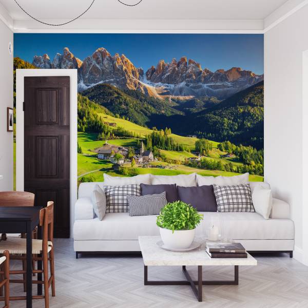Vlies Fototapete XXL – Berg-Landschaft Mit Wiese, Naturmotiv, Abziehbar & Matt