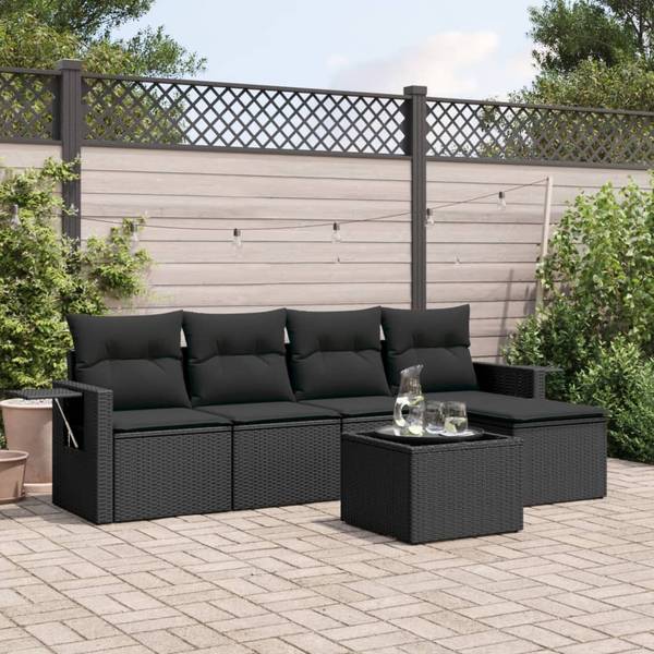 Garten-Lounge-Set 3035438-1 6-teilig Schwarz