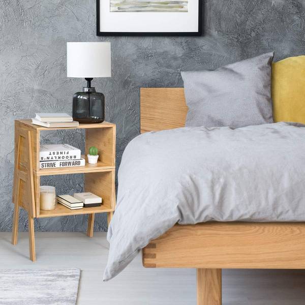 Table de Chevet HW61736(lot de 2) Noir - Bambou - 29 x 42 x 43 cm