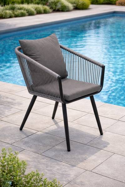 Gartenstuhl RIVA (2er Set) Grau - Aluminium - 58 x 79 x 68 cm