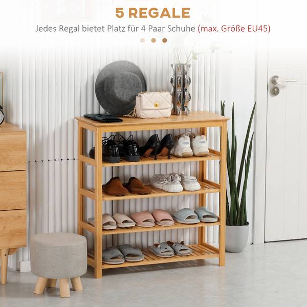 Schuhregal 837-312V00ND Braun - Bambus - 29 x 82 x 80 cm