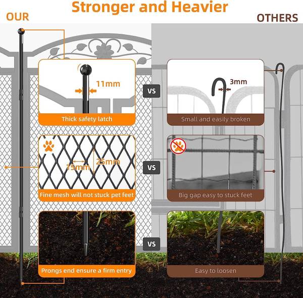 Beetzaun Gartenzaun Metall (8er Set) Schwarz - Eisen - 61 x 80 x 61 cm