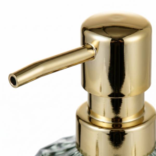 Seifenspender 2er Set 400 ml Gold - Grün - Weiß - Glas - Metall - 8 x 18 x 8 cm