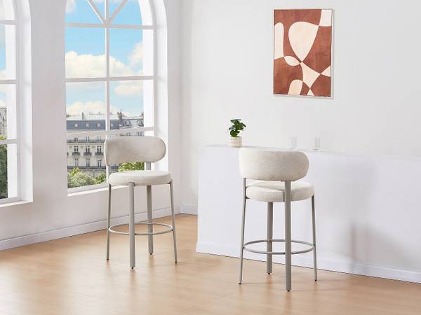 Barhocker ASILOVA 2er-Set Weiß - Textil - 54 x 95 x 53 cm