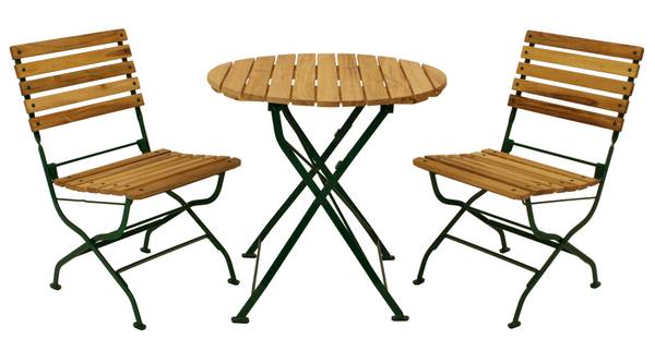Set Passau 3-teilig Braun - Grün - Robinie - Stahl - 77 x 72 x 77 cm